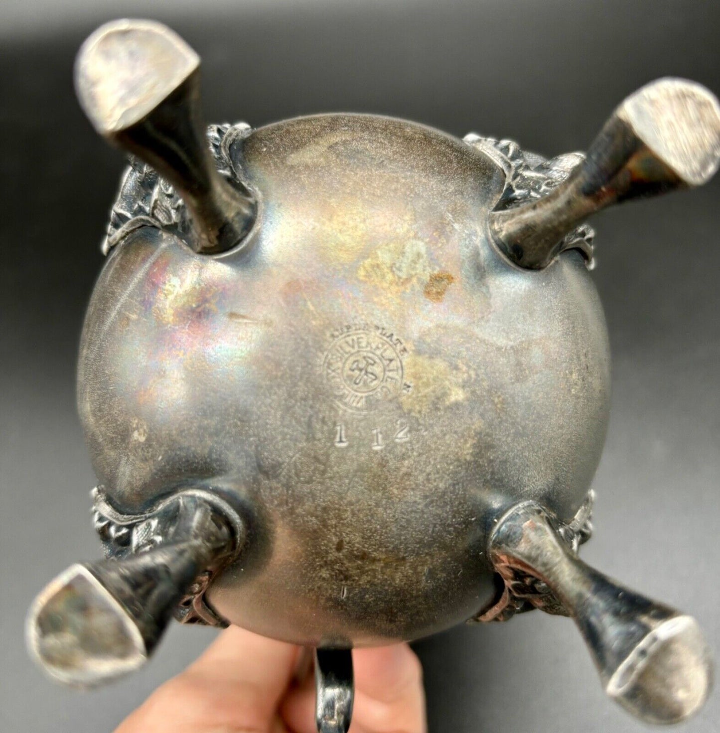 Antique Wilcox Quadruple Silver Plate Tea Set Fantastic Fox Hunt Theme