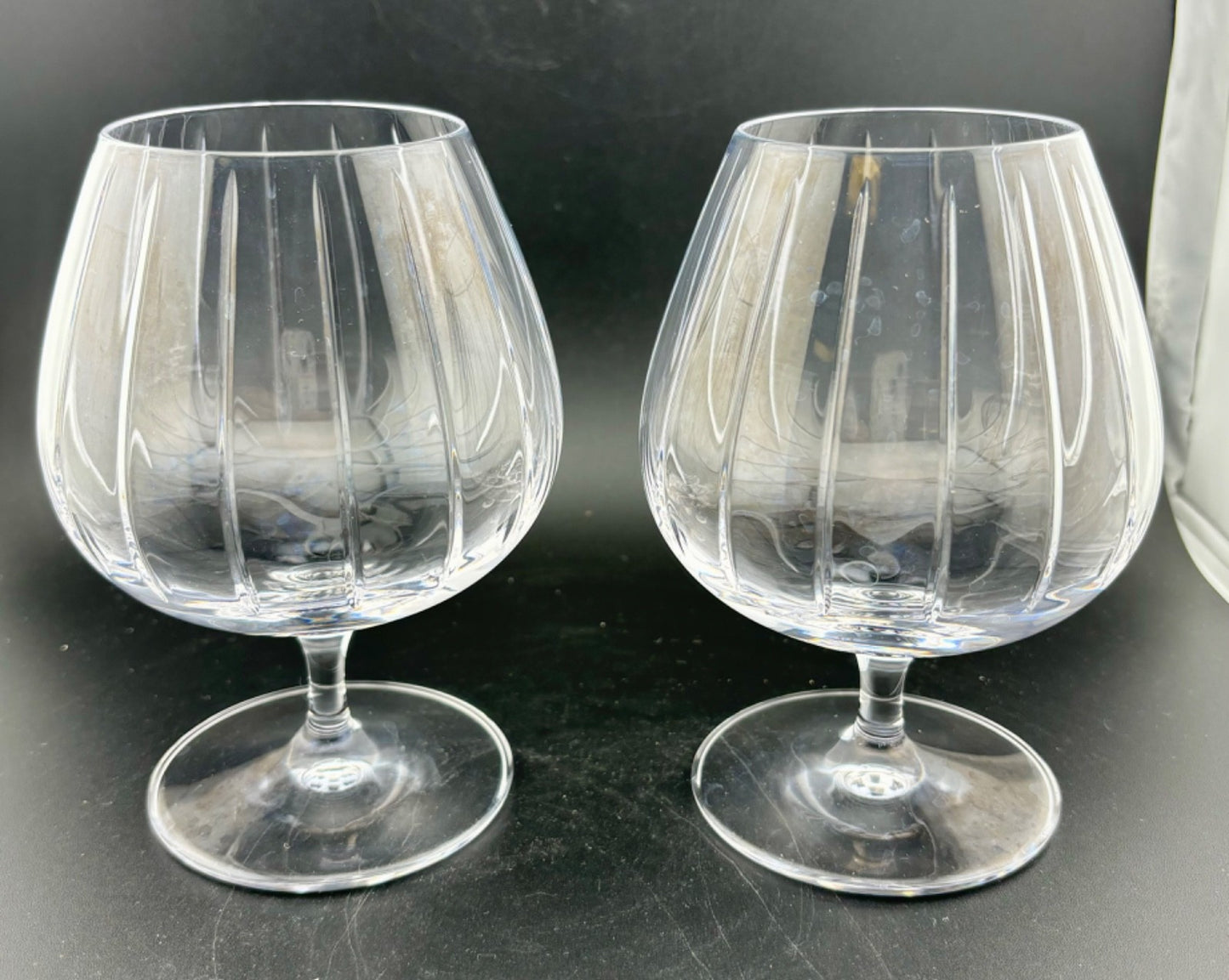 Etched Crystal Brandy Snifters 6" Pair