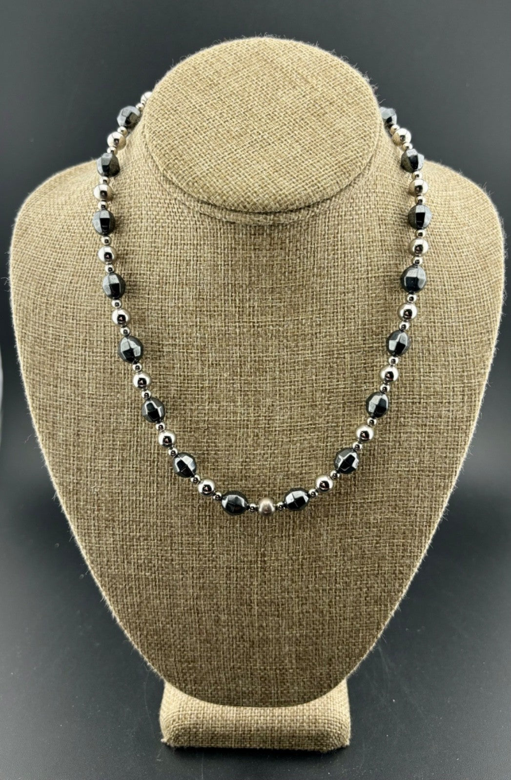 Vintage Sterling Silver Beaded Necklace 43 Grams 17"