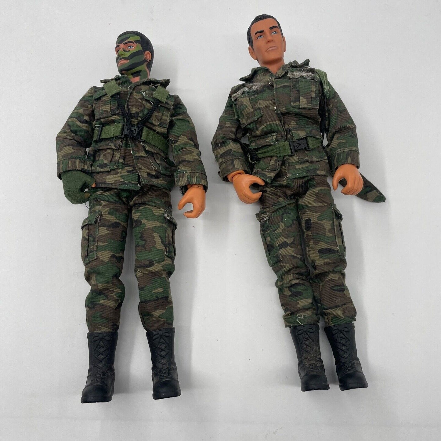 Actions Doll - Camouflage uniforms and black boots - 12in Rare find - Two Dolls