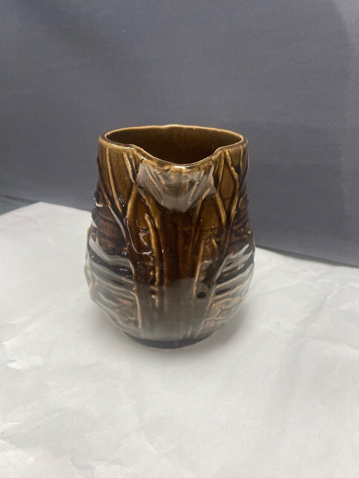 Vitage McCoy Pottery Lotus Flower Pitcher Brown
