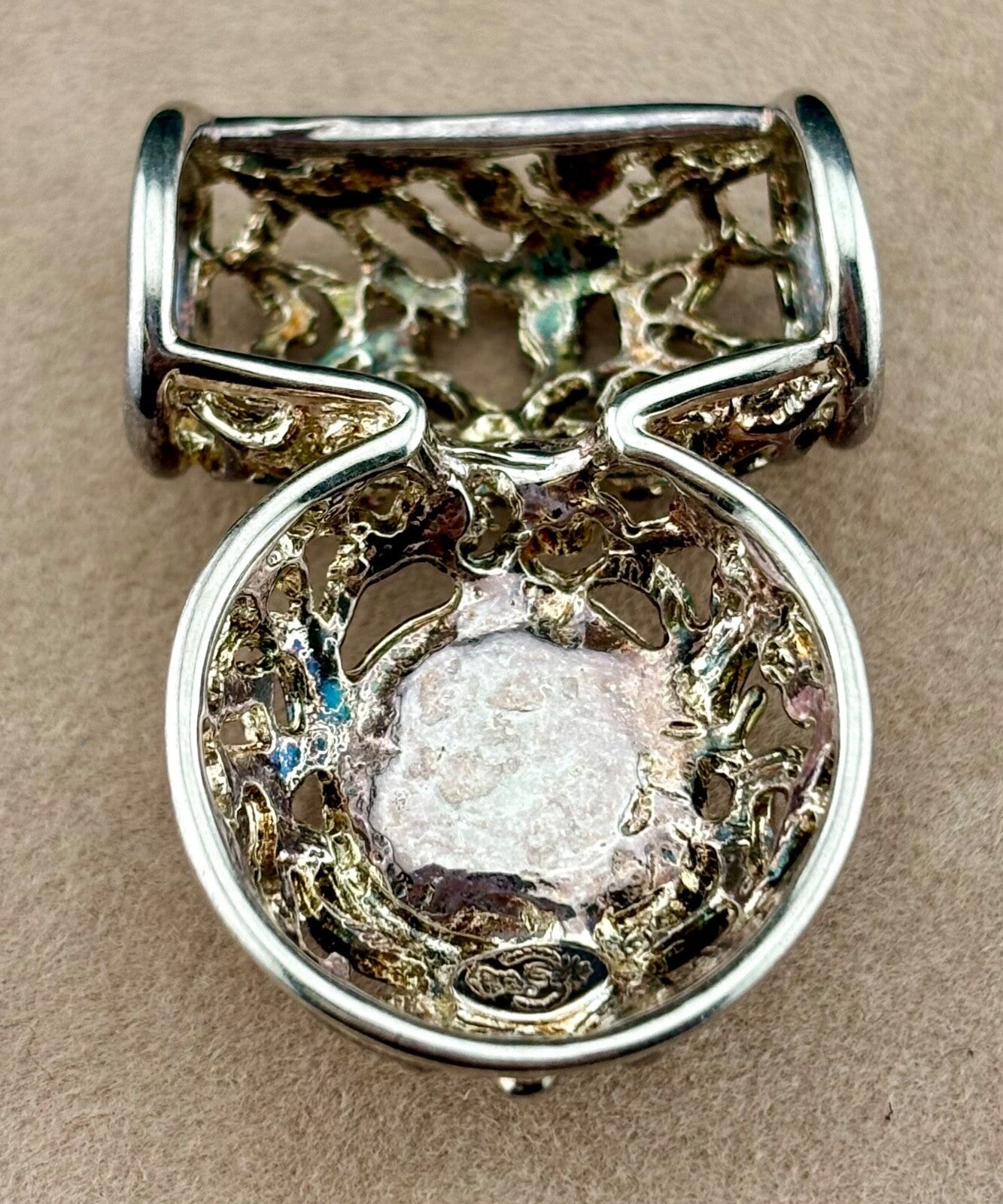 Vintage Premier Designs Slider Pendant Pink Cabochon
