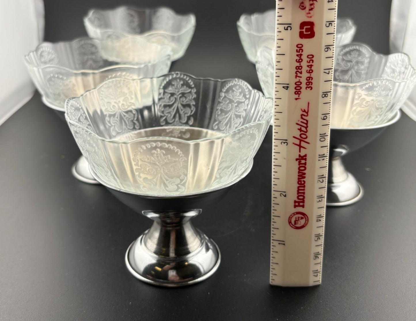 5 MacBeth-Evans American Sweetheart Sherbet or Ice Cream Cups w/ Metal Holders