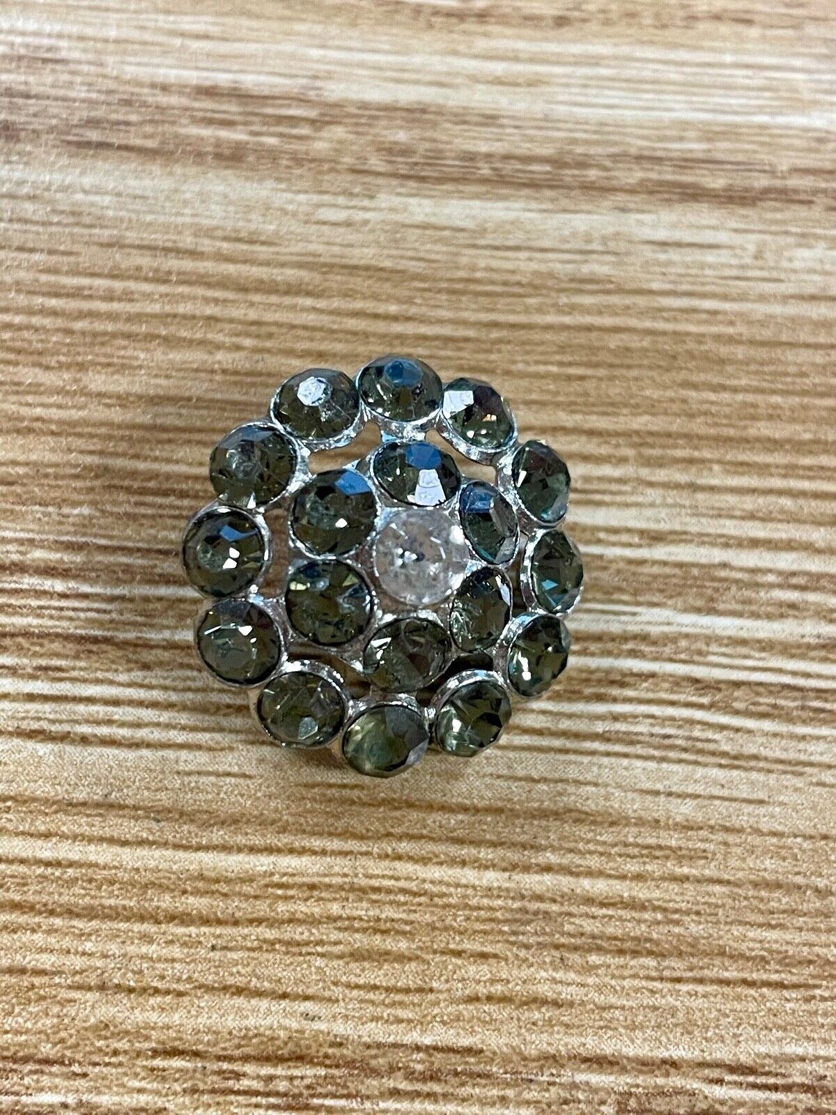 Five Vintage Rhinestone Covered Metal Buttons