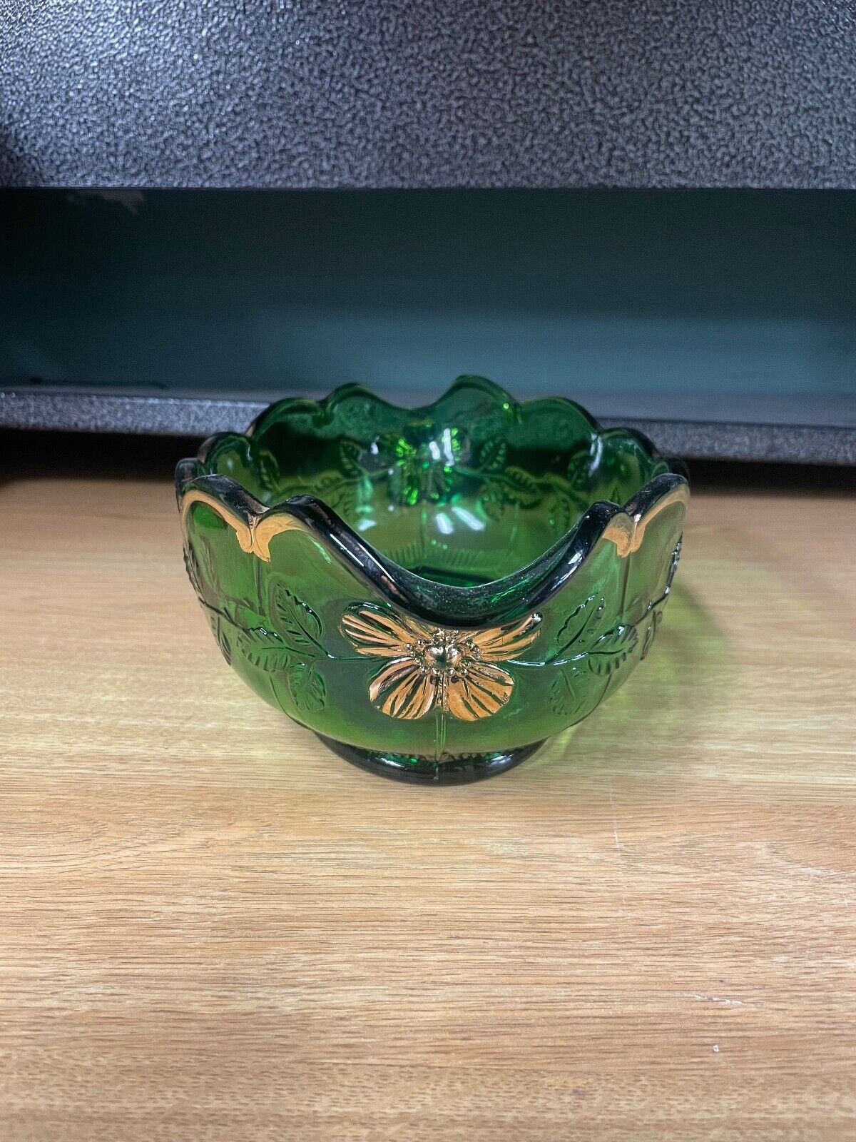 Antique EAPG Green Glass Centerpiece Bowl