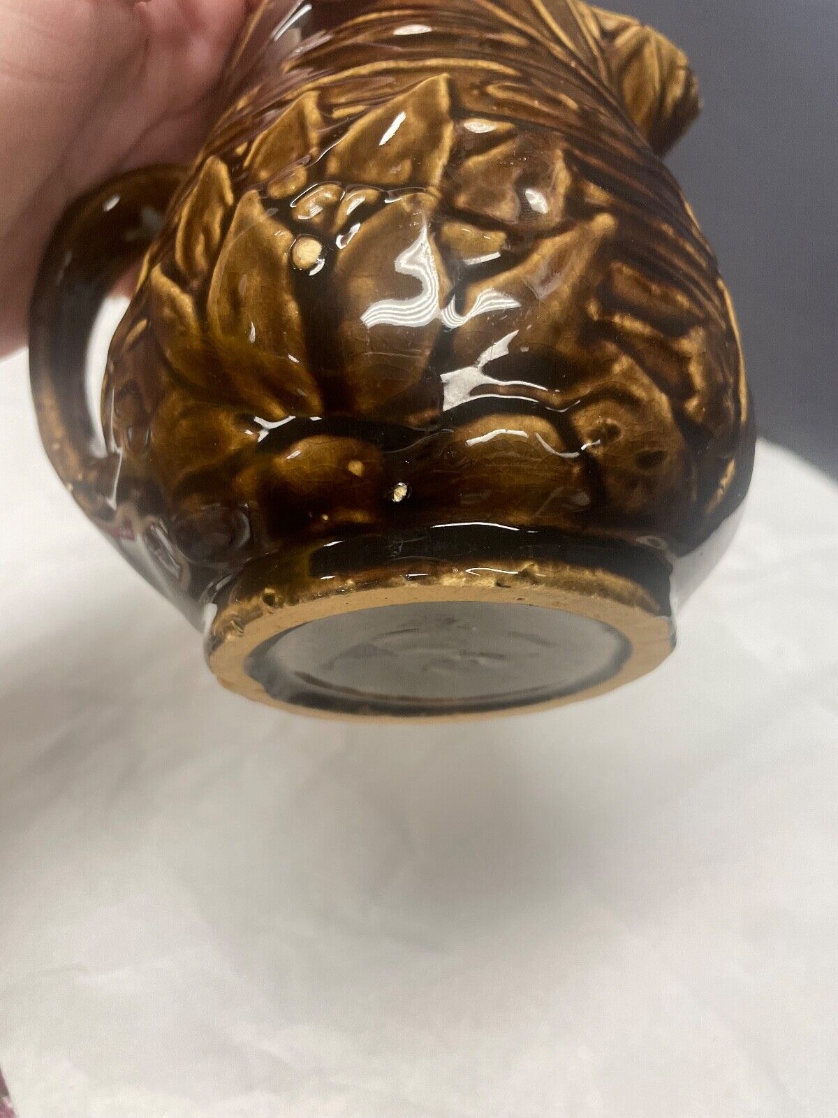 Vitage McCoy Pottery Lotus Flower Pitcher Brown