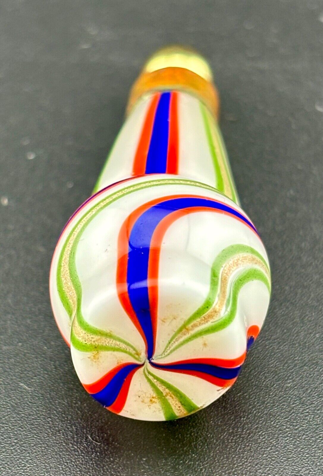 Antique Murano Glass Millefiori Perfume Bottle Scent Flask Golden Lid