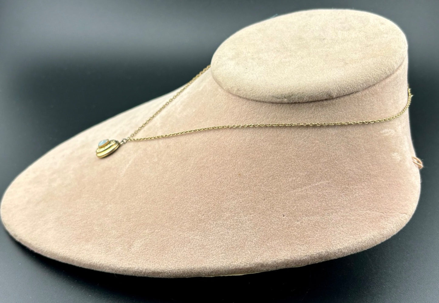 1928 Brand Gold-Tone Faux Opal Locket Necklace 15"