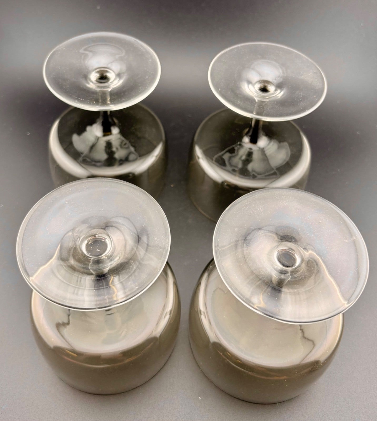 Mid-Century West German Smokey Crystal Champagne Coupe Glasses Set of 4