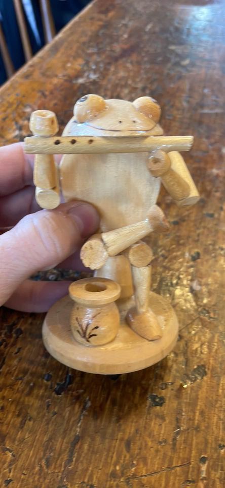 Vintage Wooden Frog Figurine
