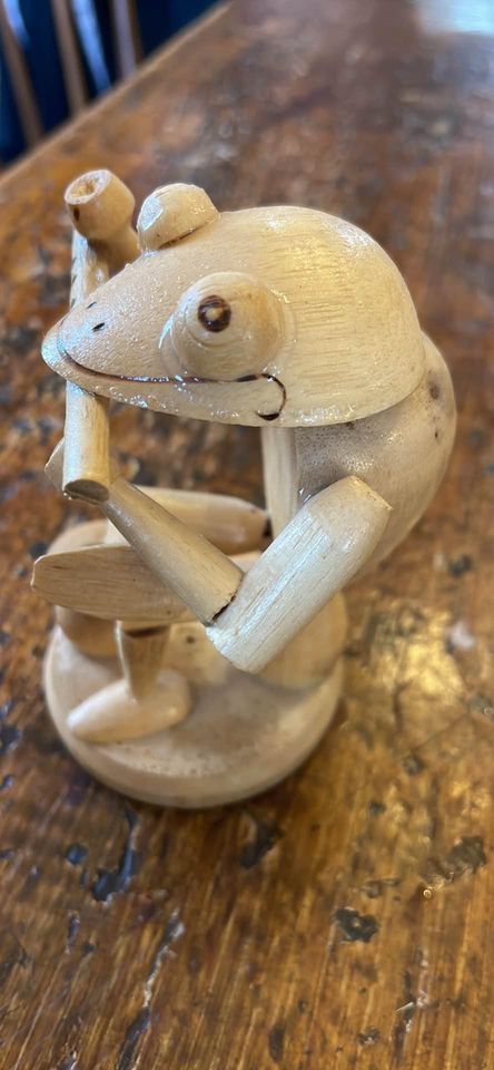 Vintage Wooden Frog Figurine