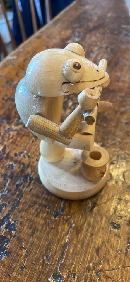 Vintage Wooden Frog Figurine