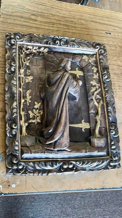 Beautiful Vintage Large Plaster Wall Hanging Jesus Knocking on the Door