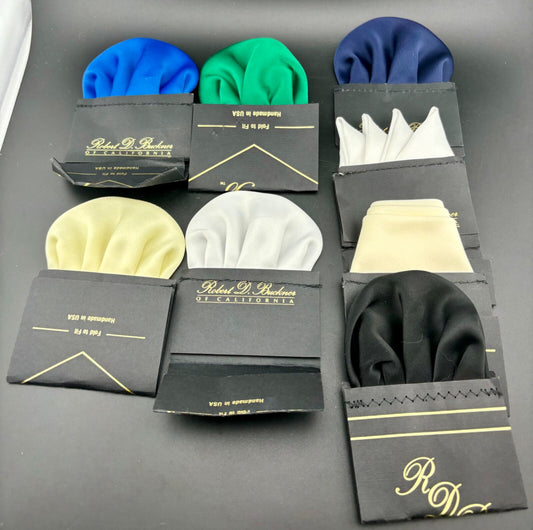 8 Vintage Robert D Buckner Satin Pocket Squares