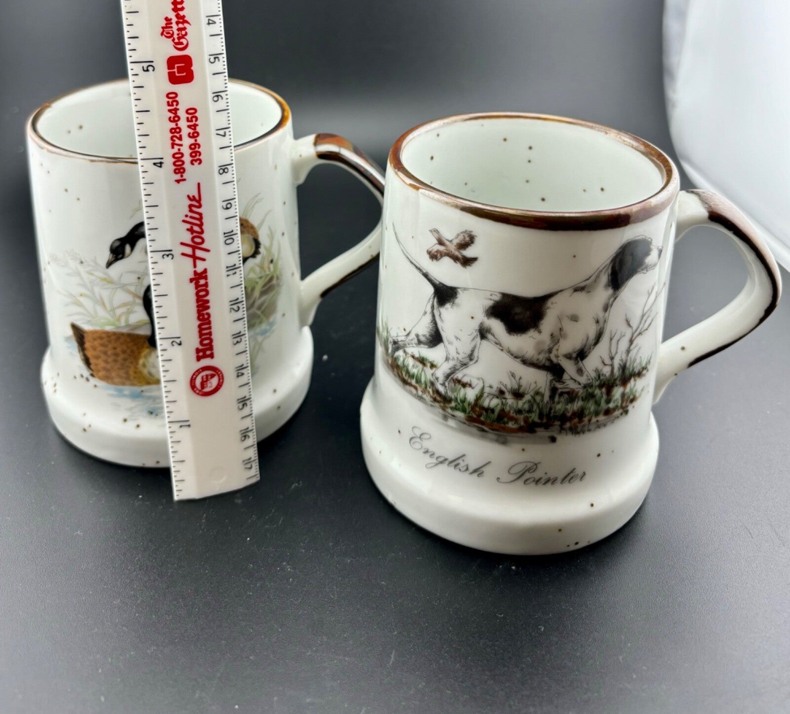 Vintage English Pointer and Canadian Geese Mugs