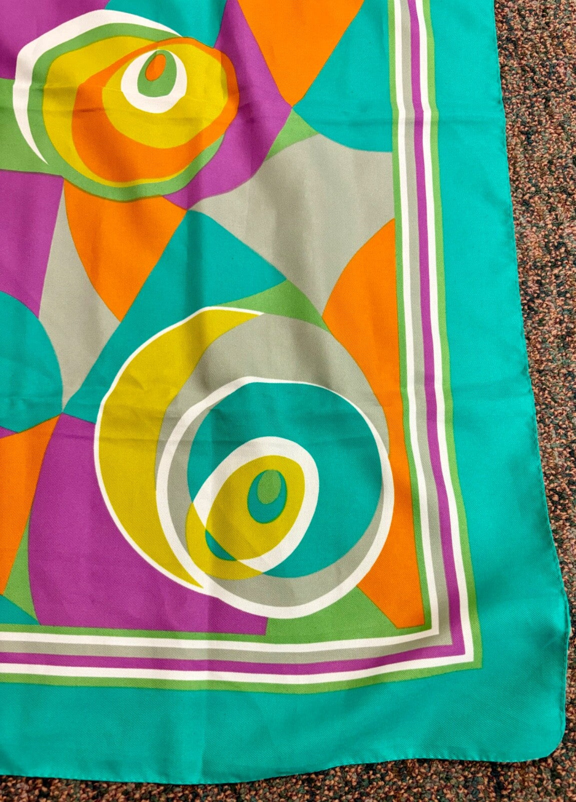 Vintage Italian Polyester Square Scarf Bold Geometric 30"