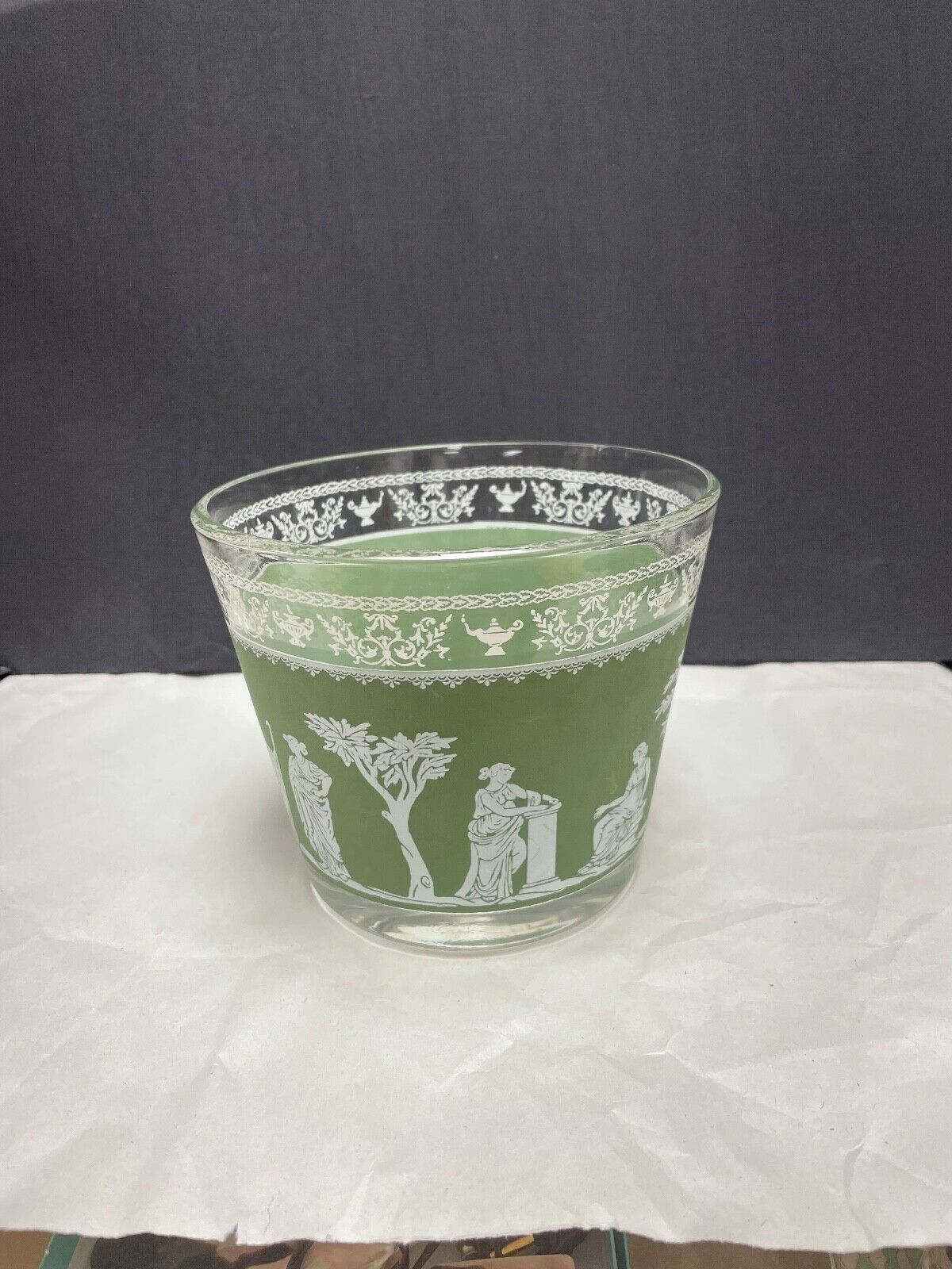 Vintage 1960's Jeannette Hellenic Green Ice Bucket