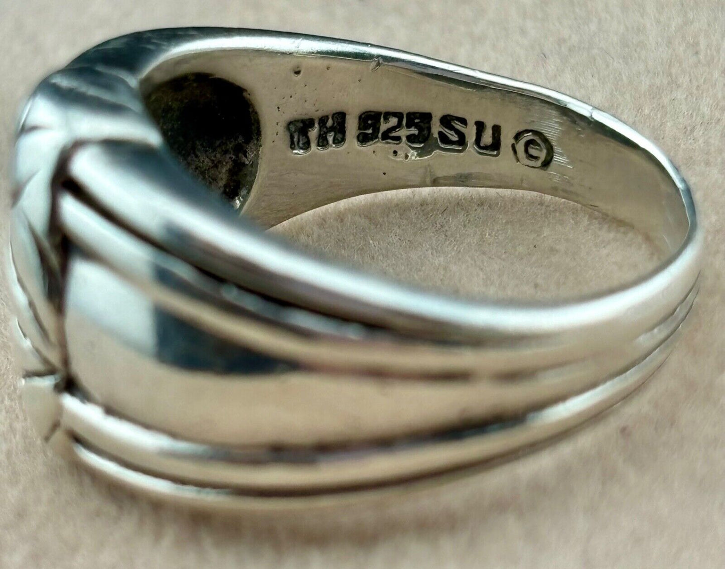 Sterling Silver Band/Ring Knot Design Sz. 7.5 1" Wide