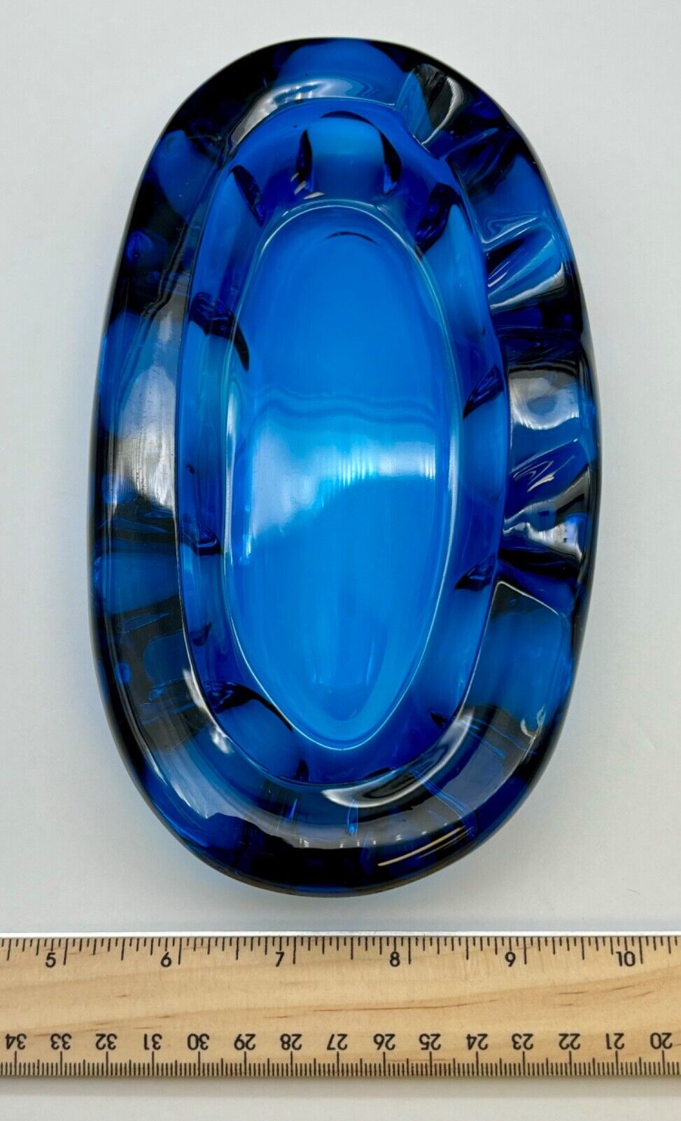 Vintage Viking Art Glass Mid-Century Modern "Epic Bluenique" Oval Blue