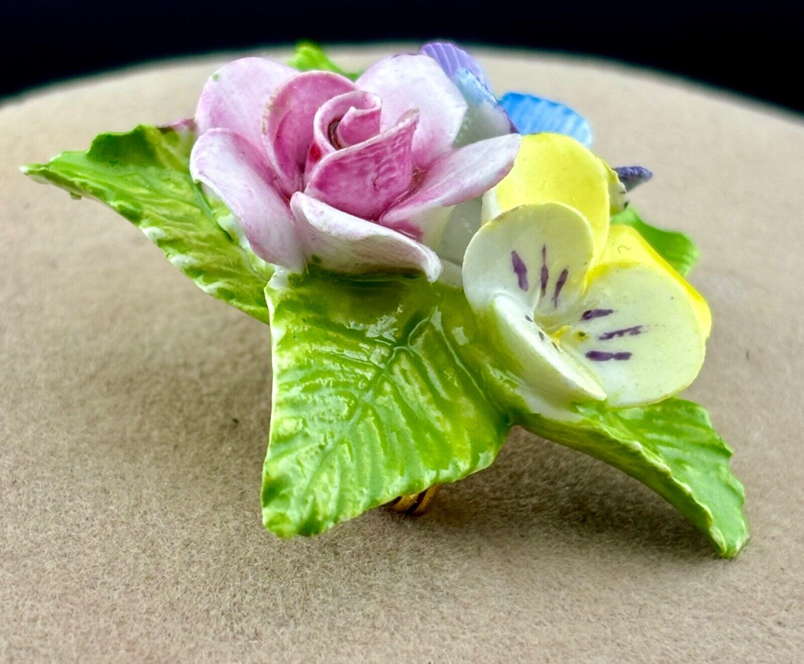 Vintage English Bone China Floral Brooch