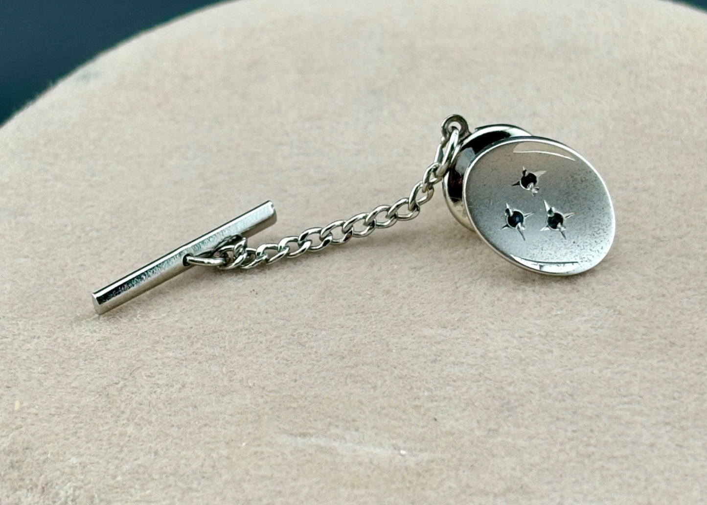 Vintage MCM Anson Sterling Silver and Sapphire Tie Tack