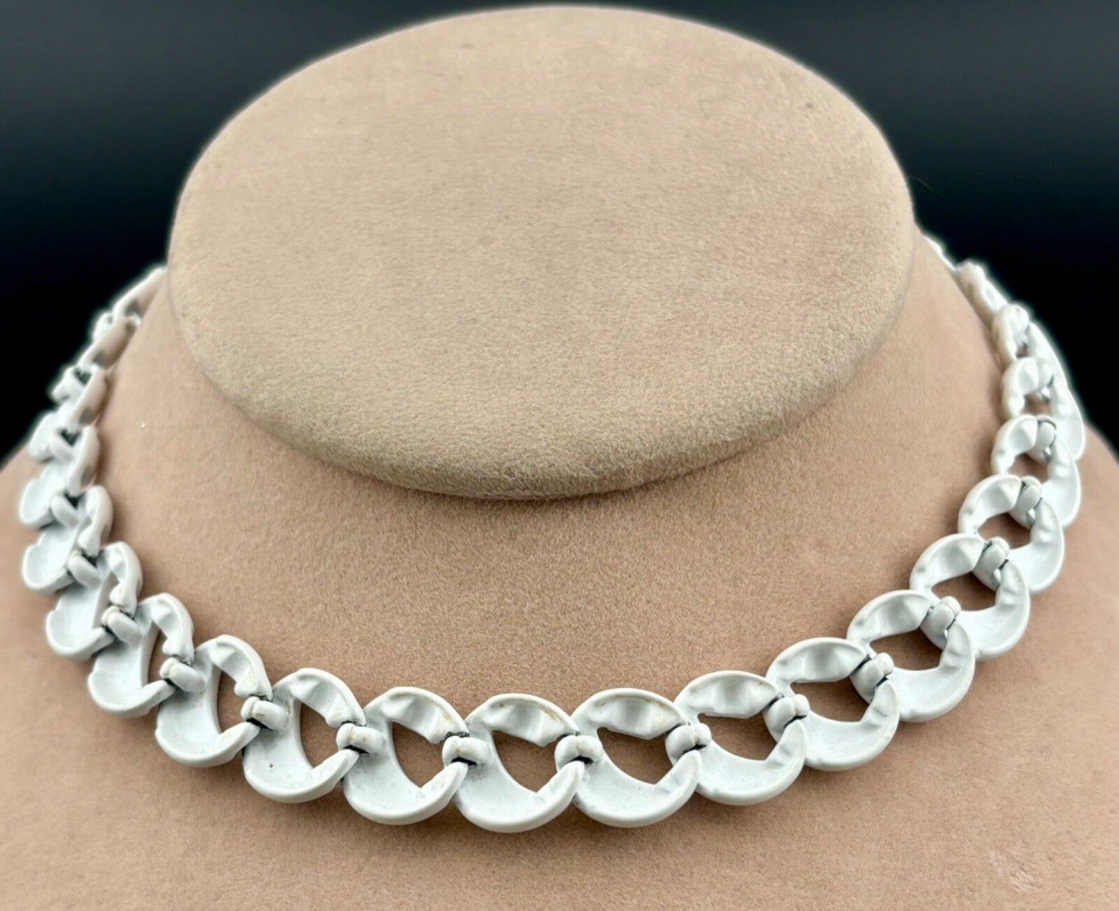 Vintage Monet White Enameled Choker Necklace NK