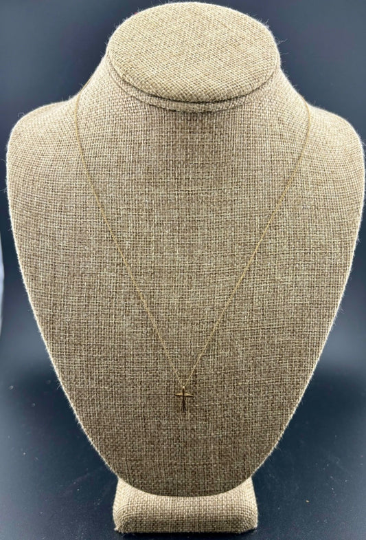 Delicate Vintage Tiny Gold-Filled Cross Pendant Necklace 19"