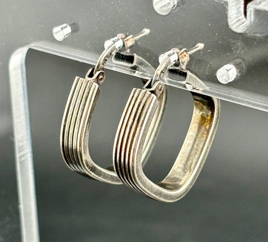 Sterling Silver Italian Hoop Earrings 1"
