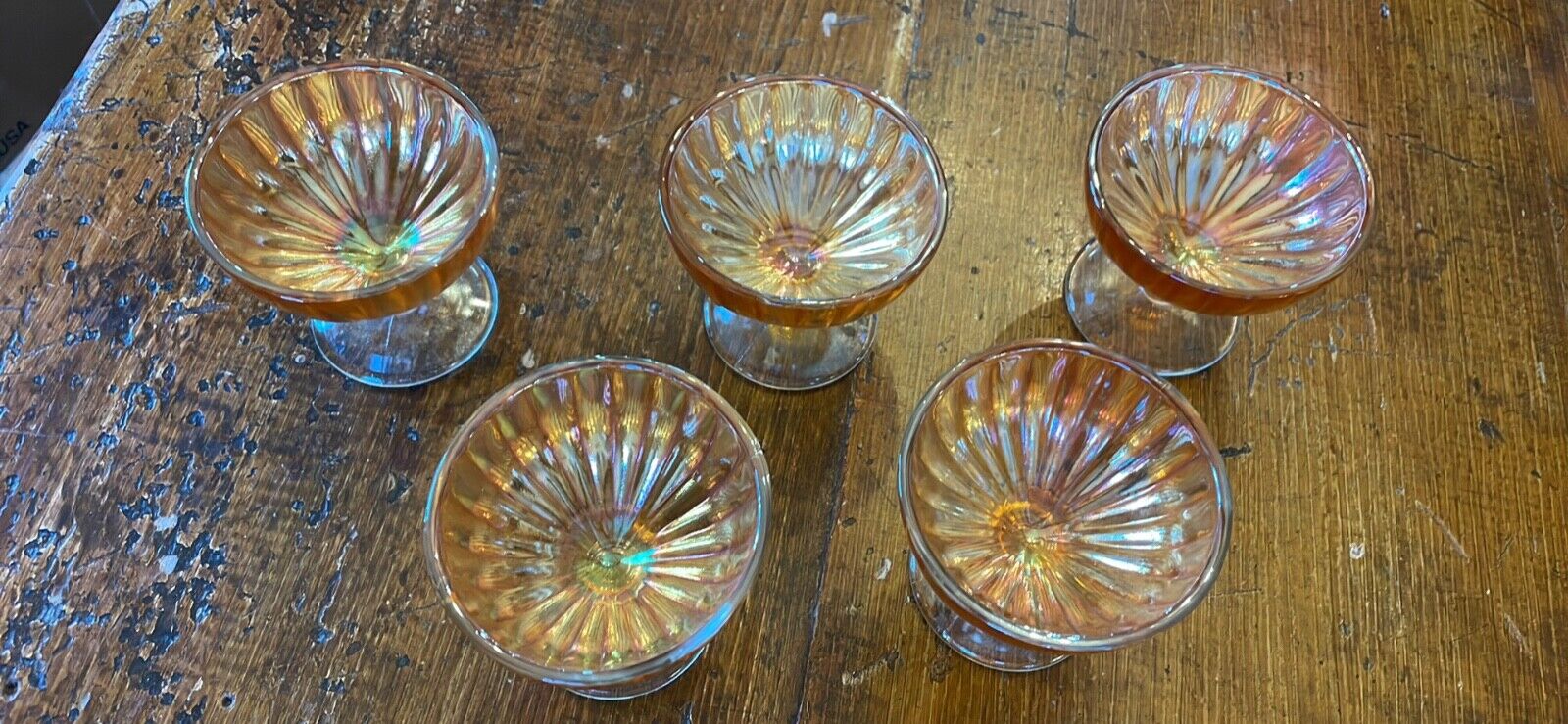 Vintage Carnival Glass Sherbets Set of Five