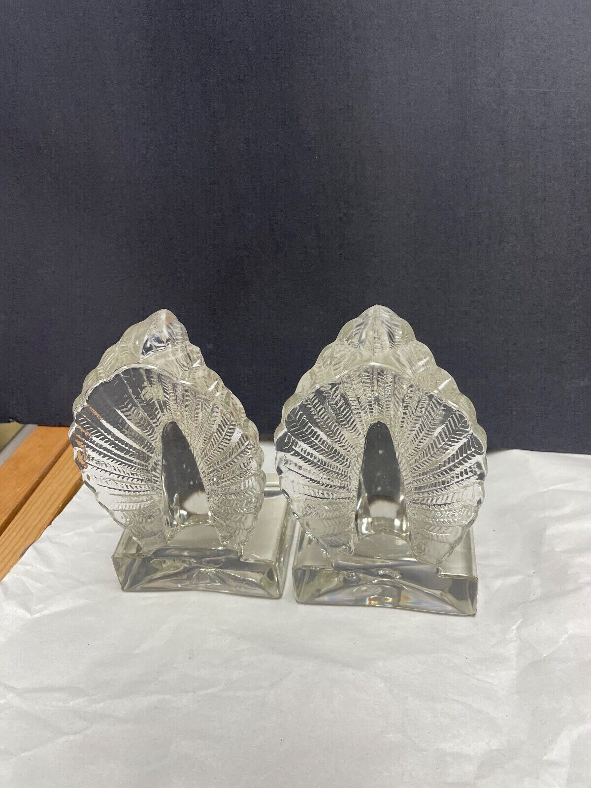 Vintage Pair of Glass Pigeon Bookends