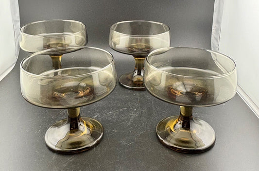 Vintage Libbey Tawny Smoke Brown Cocktail/Dessert Glasses Set of 4