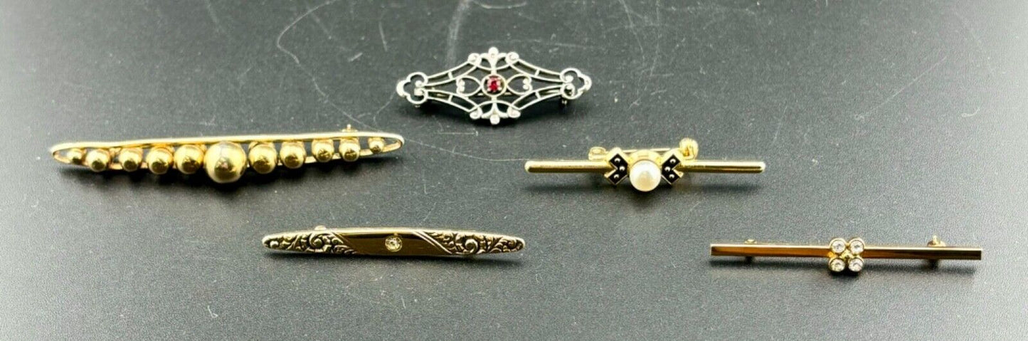 Lot of Five Vintage Bar Pins Avon and Unmarked NK