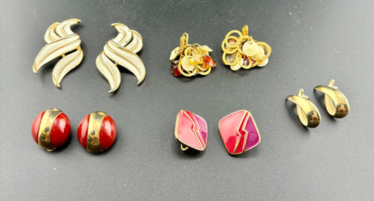 Lot of 5 Pairs Vtg. Sarah Coventry and Trifari Clip-On Earrings