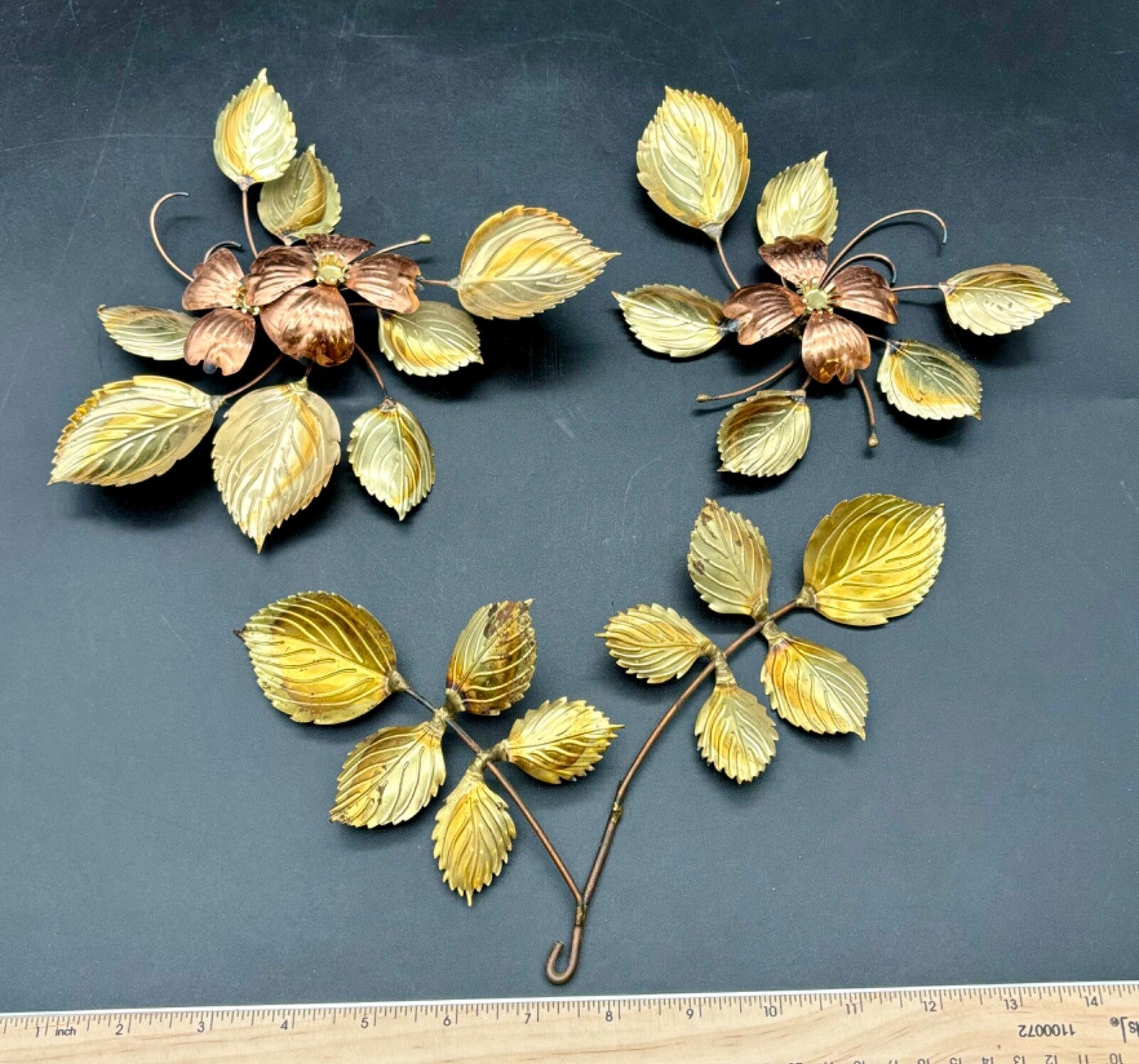 Vintage Home Interiors Dogwood Blossom Wall Decor Brass/Copper