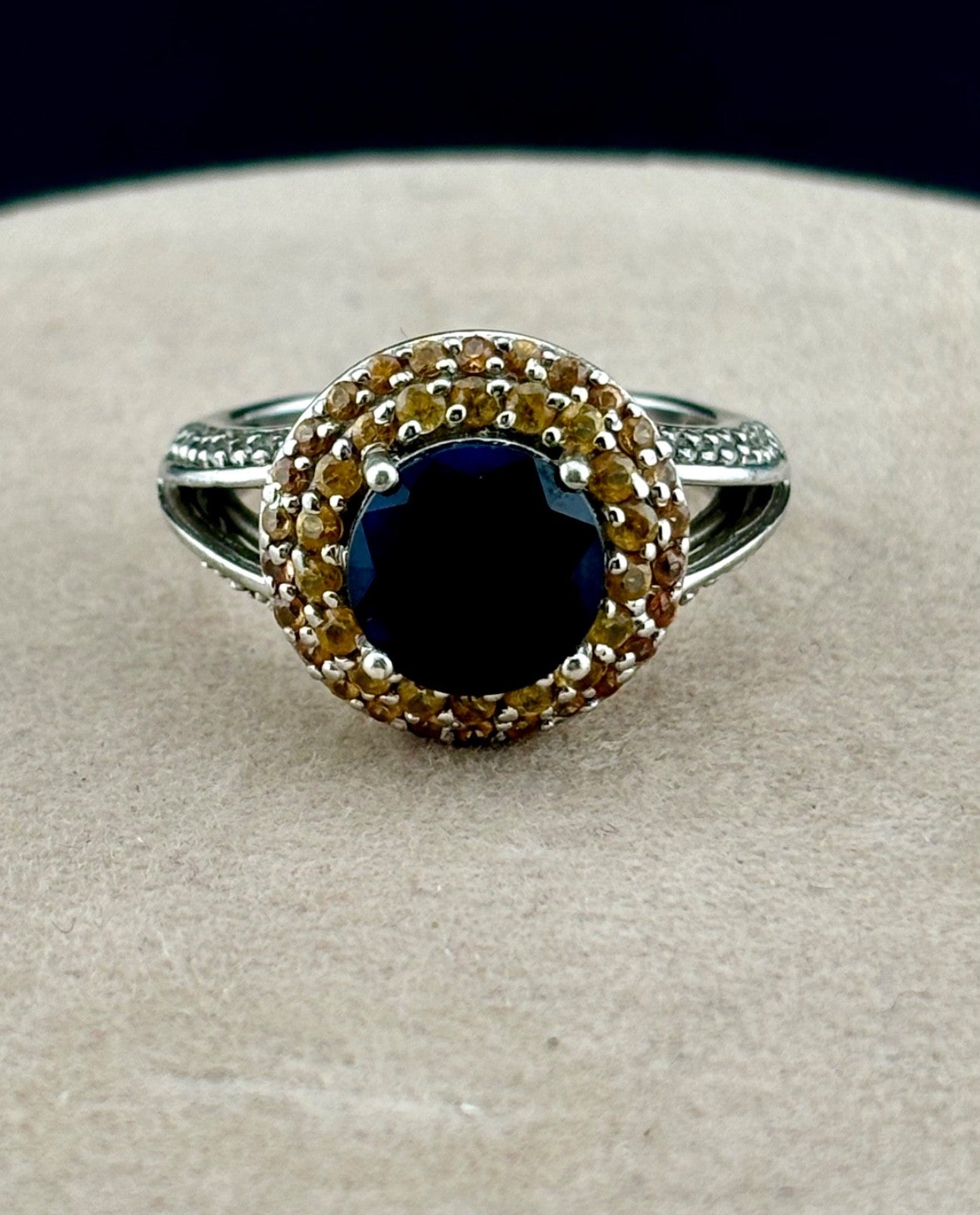 STS Sterling Silver Genuine Sapphire and Multi-Gemstone Ring Sz. 8
