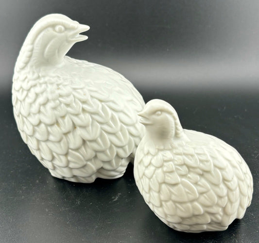 Vintage Homco White Porcelain Quail Partridge Figurines