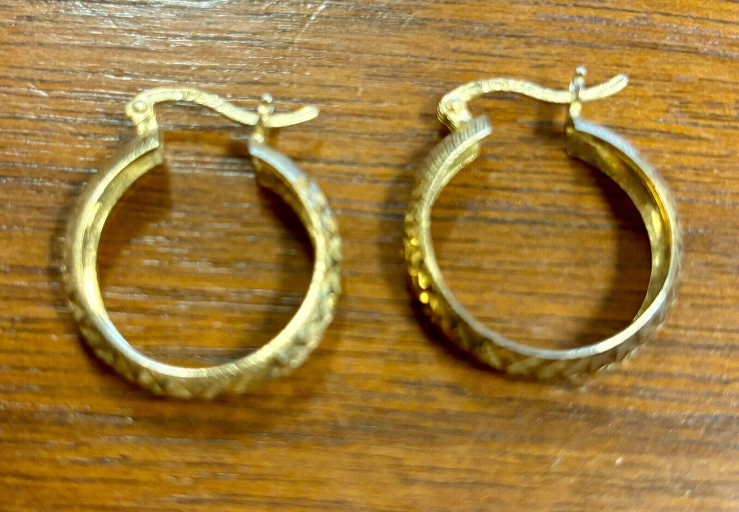 Vintage Gold over .925 Sterling Silver Etched Hoop Earrings