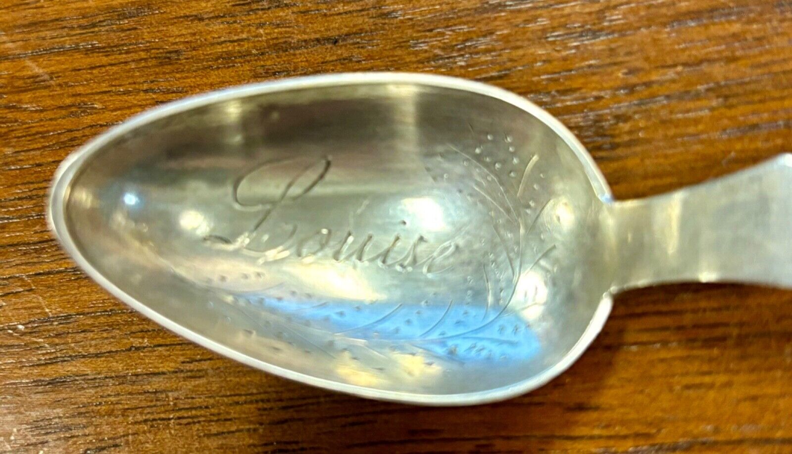 Antique Silver Spoon Engraved Louise 13 1/4 German Loths 8 Grams