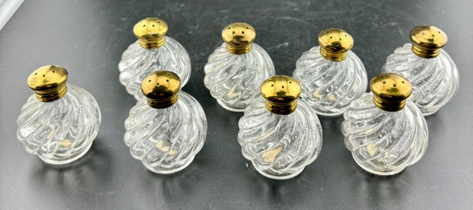 Vintage Claire Crystal Set Of 8 Shakers w/Box