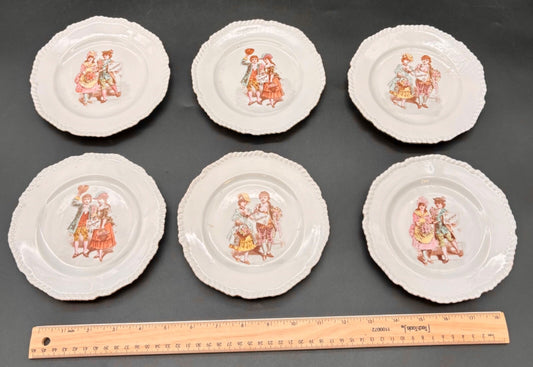 Victorian Transfer-ware Plates "Remember Me, Etc" Set of 6