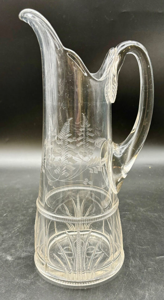 Antique EAPG Glass Riverside Glass Tankard Pitcher Fern Pattern 1889