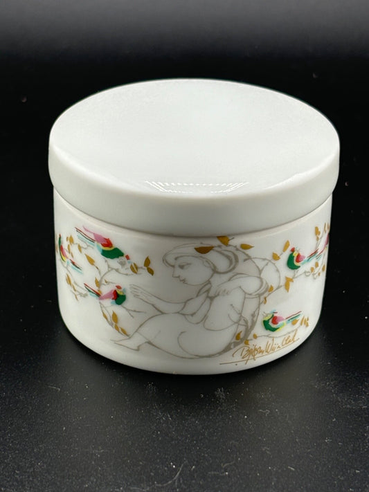 Rosenthal Round Trinket Box Germany Bjorn Wiinblad "Love Story" Bone China EUC