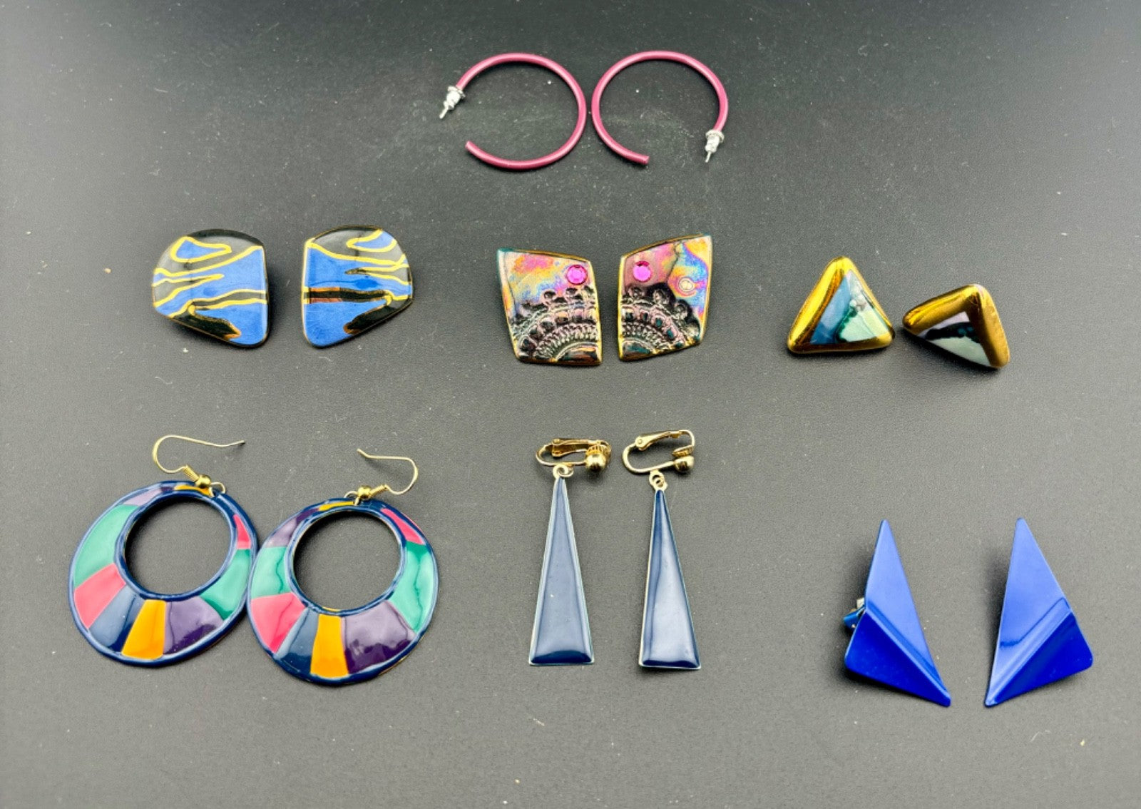 Vintage Bold 1980s Earrings 7 Pairs