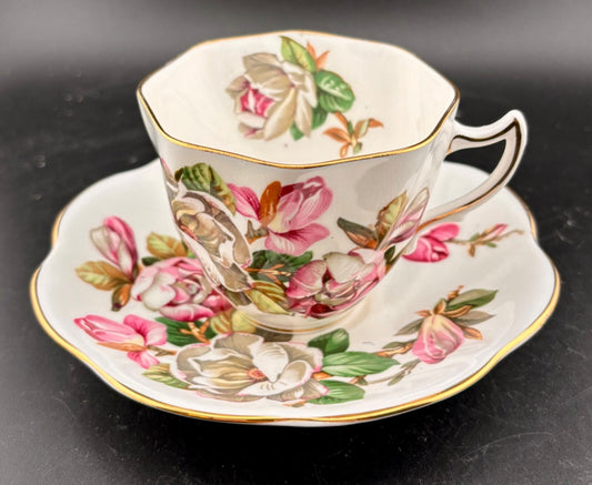 Rosina Tea Cup and Saucer Pink Roses