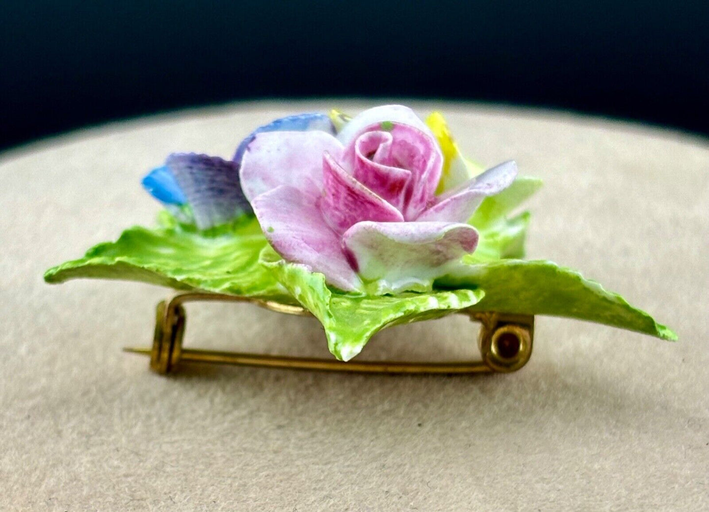 Vintage English Bone China Floral Brooch