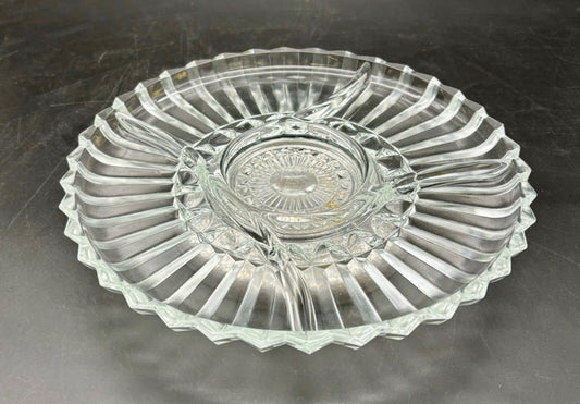 Vintage Glass and Aluminum Lazy Susan Server