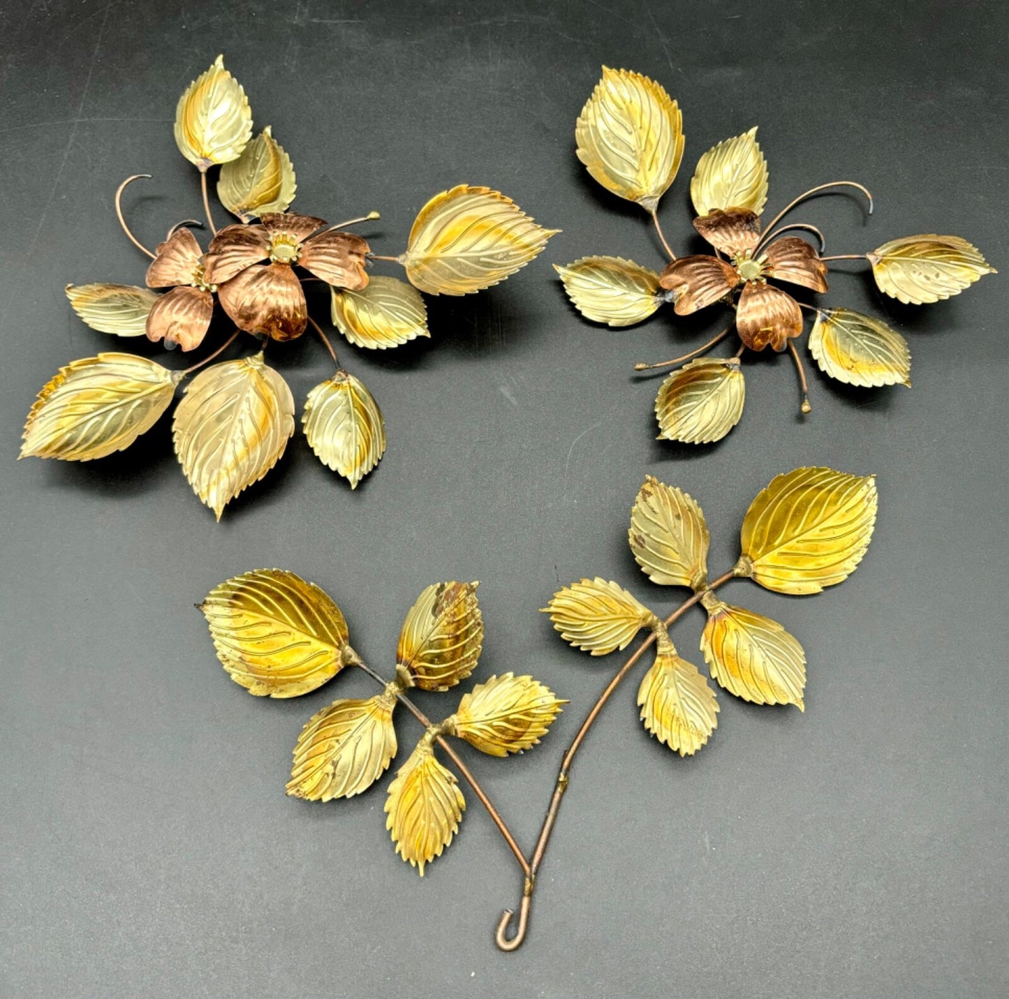 Vintage Home Interiors Dogwood Blossom Wall Decor Brass/Copper