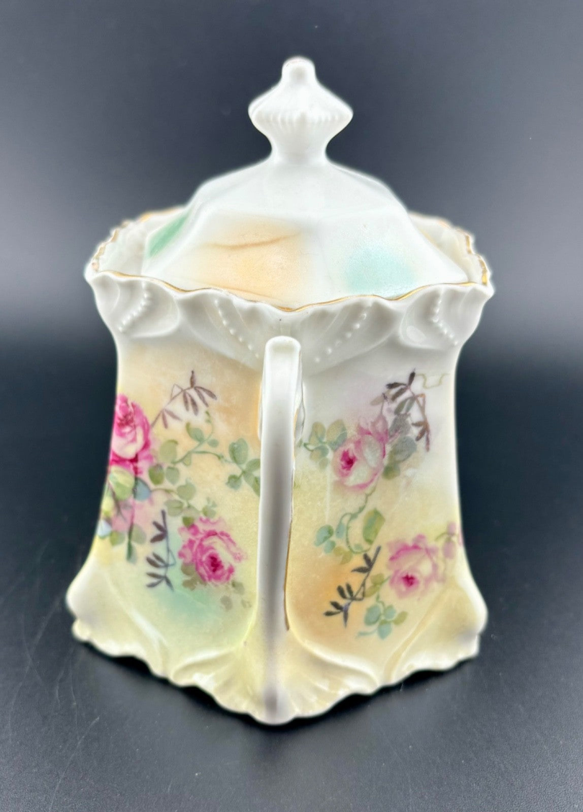 Antique Porcelain Sugar Bowl with Lid, Made In Germany