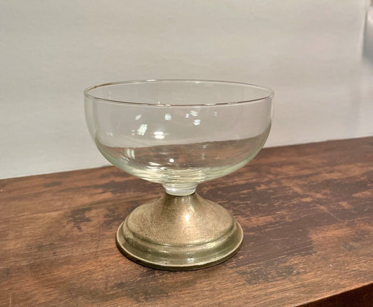 VINTAGE DUCHIN CREATION STERLING WEIGHTED BASE GLASS PEDESTAL BOWL