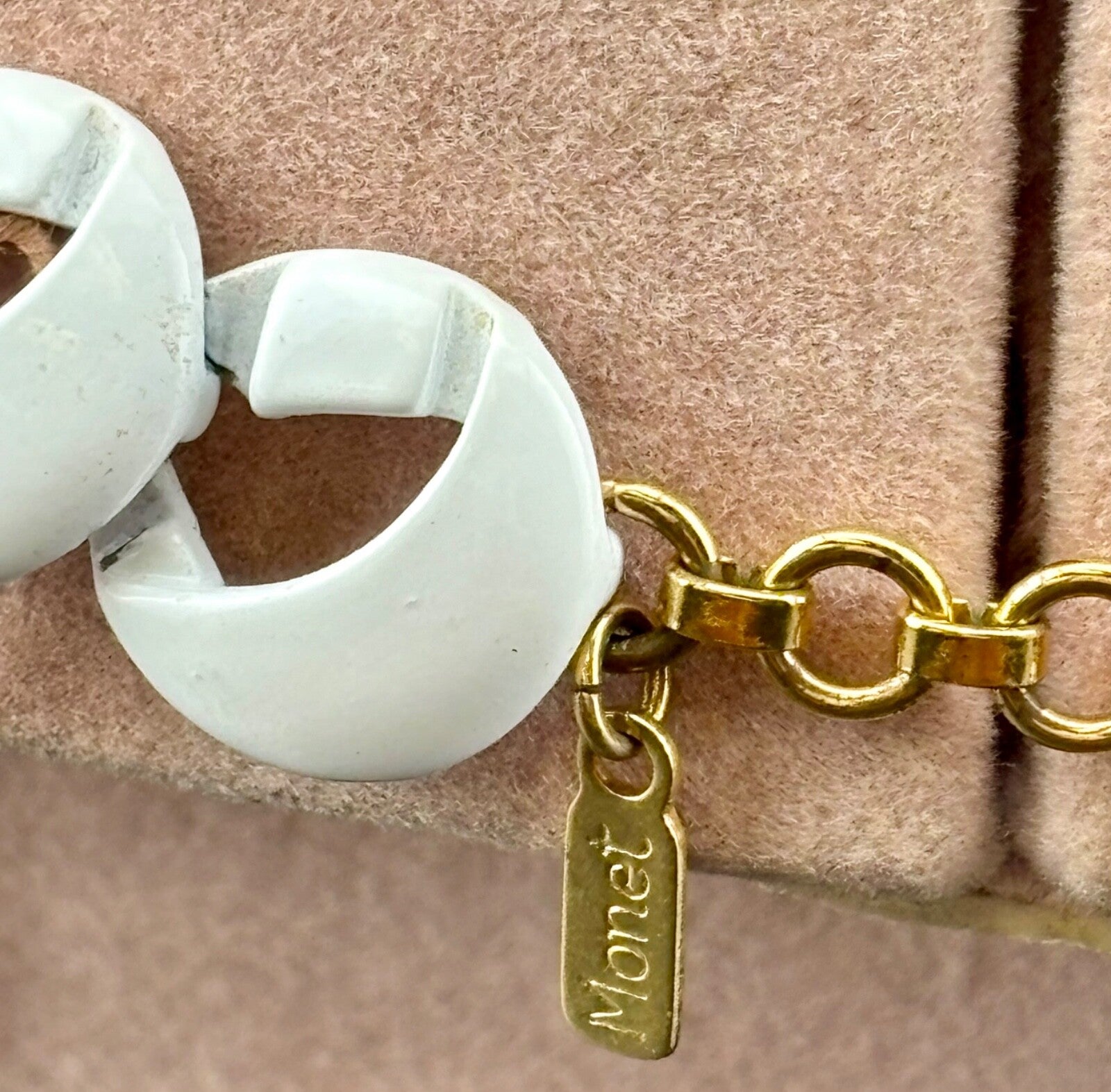 Vintage Monet White Enameled Choker Necklace NK